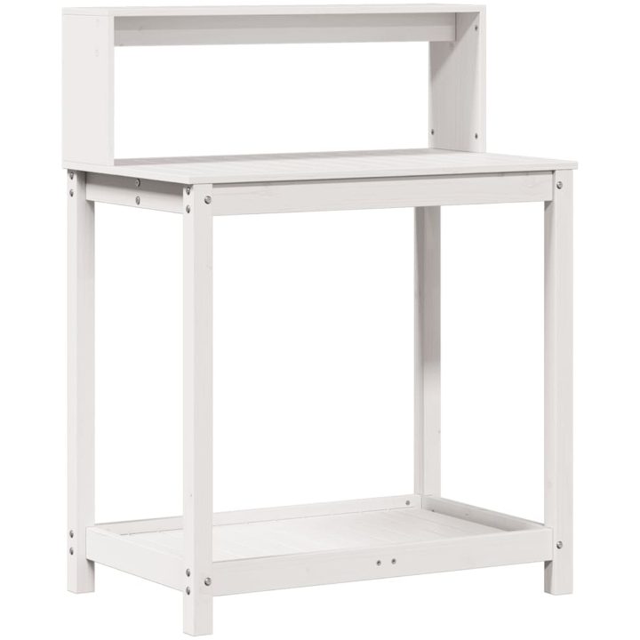 Växtbord med hyllor vit massiv furu vidaXL 82,5 x 50 x 109,5 cm – bild 2