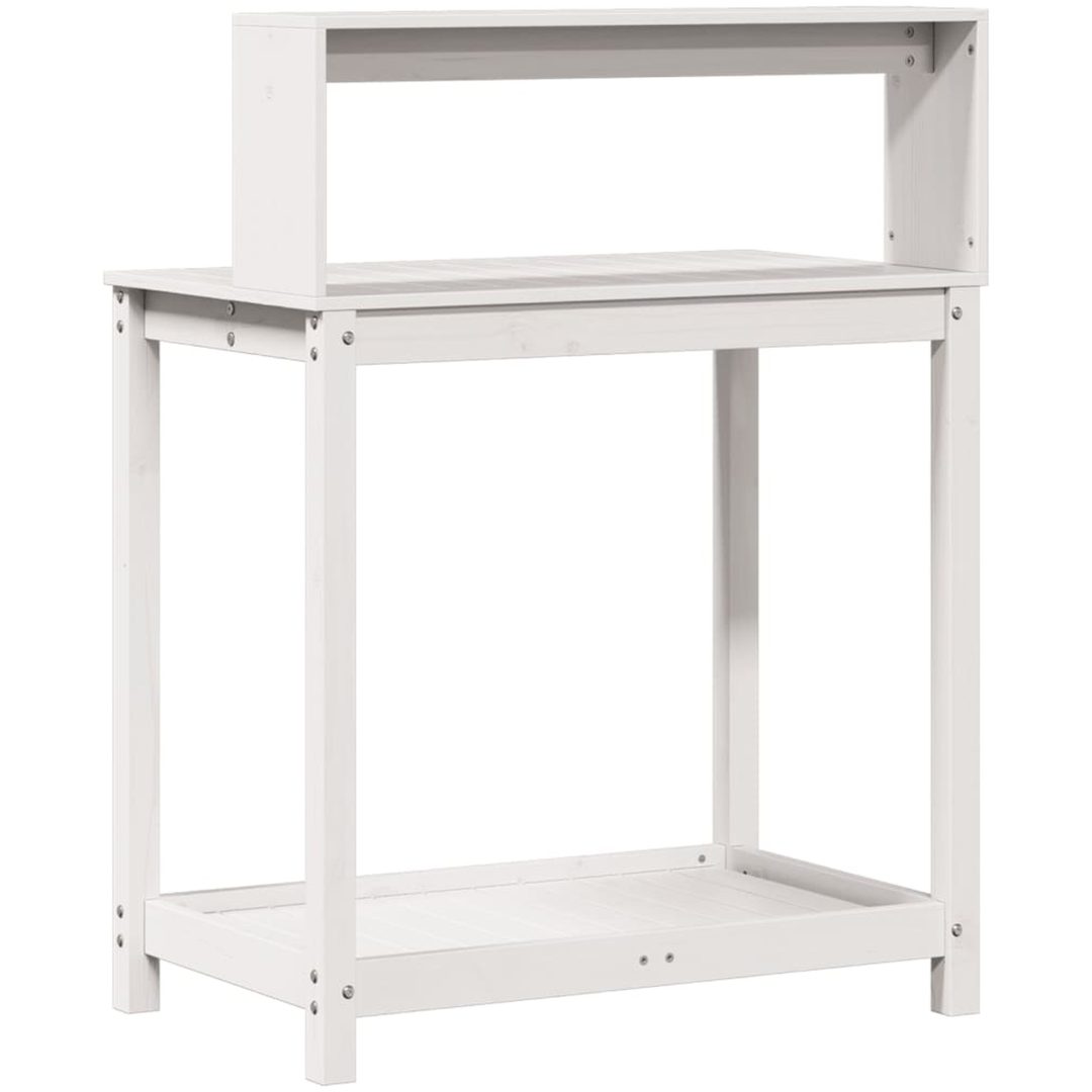 Växtbord med hyllor vit massiv furu vidaXL 82,5 x 50 x 109,5 cm – bild 7