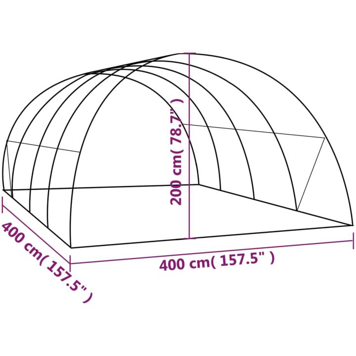 Växthus 16 m² vidaXL 400 x 400 x 200 cm – bild 10