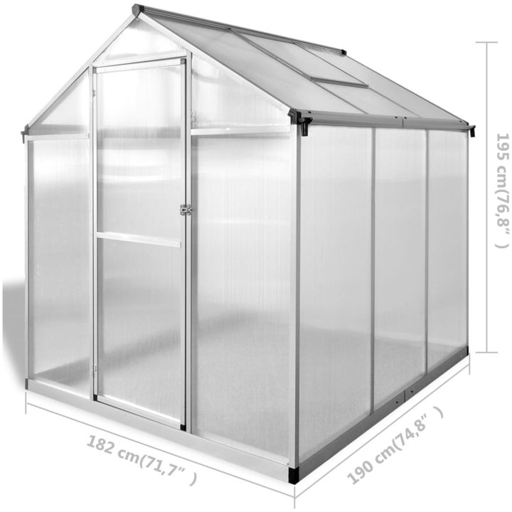 Växthus 3,46 m² förstärkt aluminium vidaXL 190 x 182 x 195 cm – bild 10