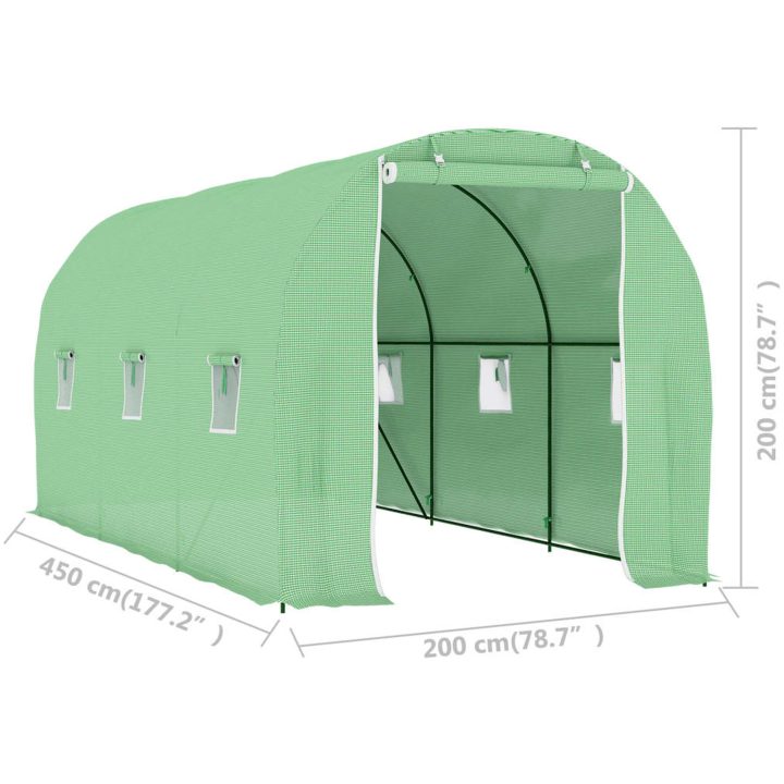 Växthus 9 m² vidaXL 450 x 200 x 200 cm – bild 11