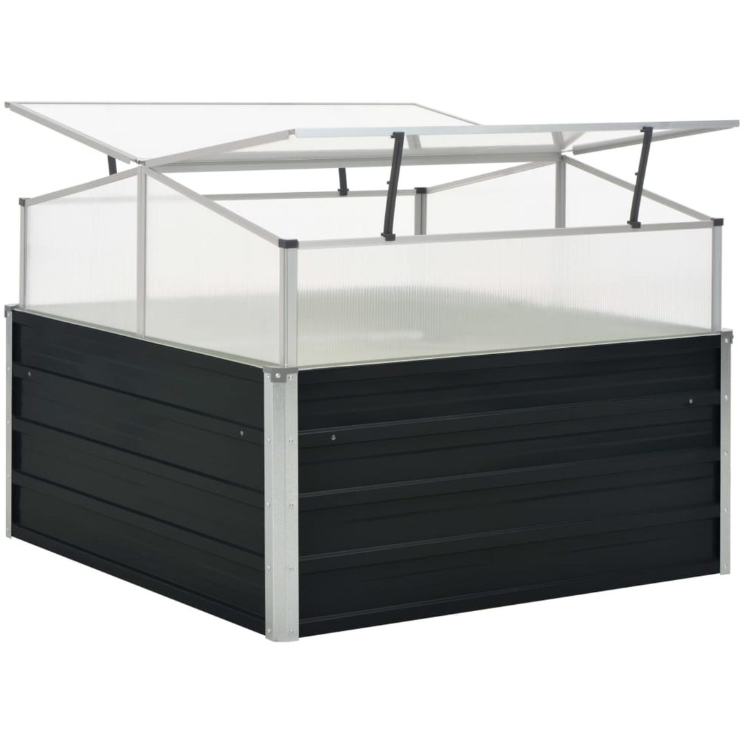 Växthus antracit 100x100x77 cm galvaniserat stål vidaXL – bild 4