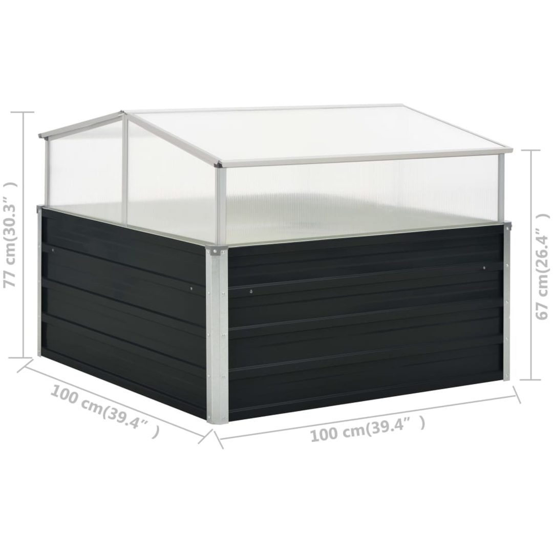 Växthus antracit 100x100x77 cm galvaniserat stål vidaXL – bild 7