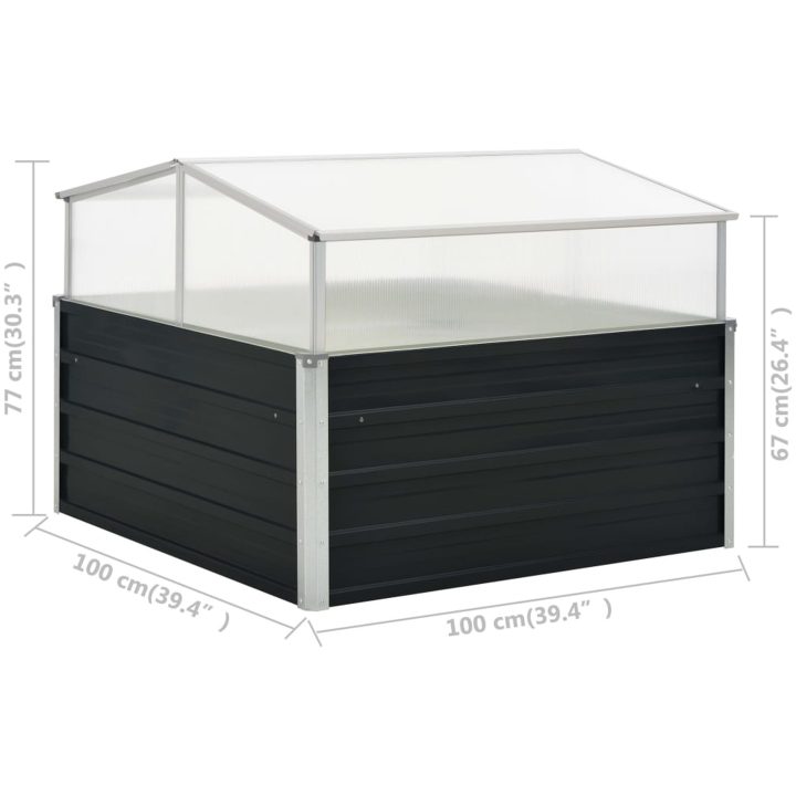 Växthus antracit 100x100x77 cm galvaniserat stål vidaXL – bild 7