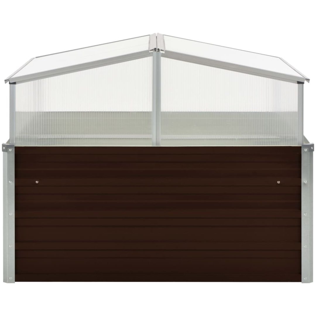 Växthus brun 100x100x85 cm galvaniserat stål vidaXL – bild 2