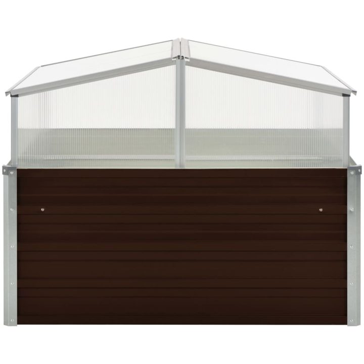 Växthus brun 100x100x85 cm galvaniserat stål vidaXL – bild 2