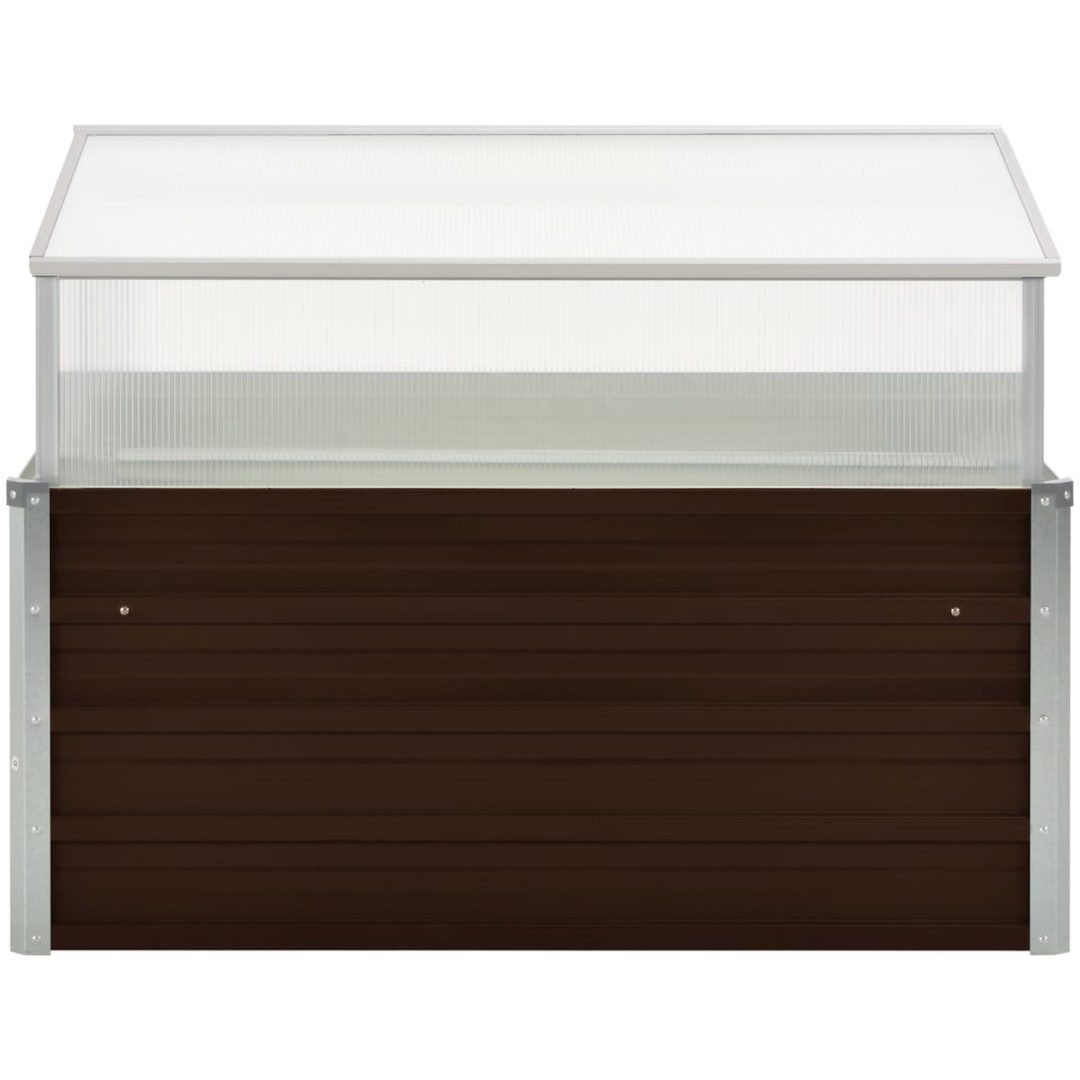 Växthus brun 100x100x85 cm galvaniserat stål vidaXL – bild 3