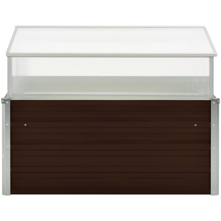 Växthus brun 100x100x85 cm galvaniserat stål vidaXL – bild 3