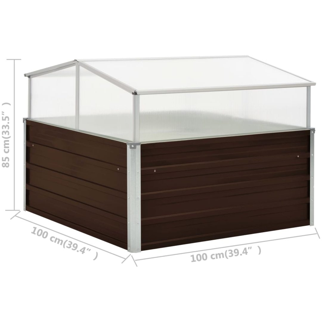 Växthus brun 100x100x85 cm galvaniserat stål vidaXL – bild 7