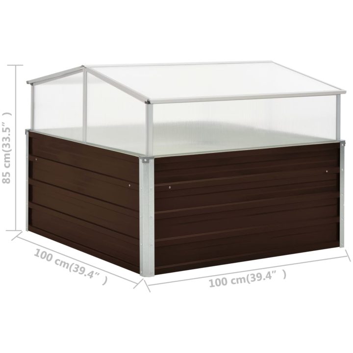 Växthus brun 100x100x85 cm galvaniserat stål vidaXL – bild 7