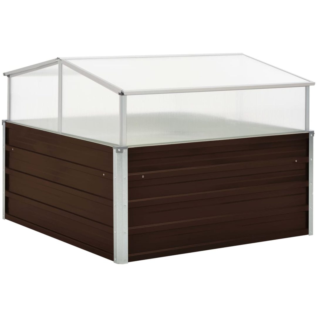 Växthus brun 100x100x85 cm galvaniserat stål vidaXL