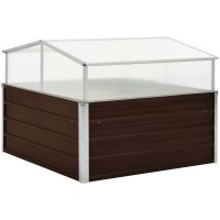 Växthus brun 100x100x85 cm galvaniserat stål vidaXL