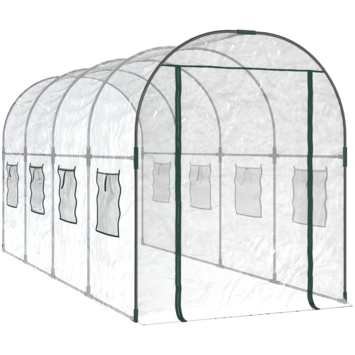 Växthus genomskinligt 160x400x190 cm PVC & pulverlackerat stål vidaXL 400 cm – bild 2