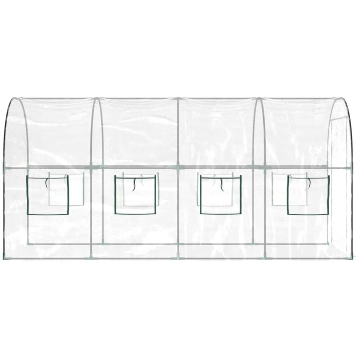 Växthus genomskinligt 160x400x190 cm PVC & pulverlackerat stål vidaXL 400 cm – bild 4
