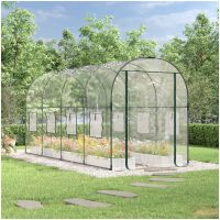 Växthus genomskinligt 160x400x190 cm PVC & pulverlackerat stål vidaXL