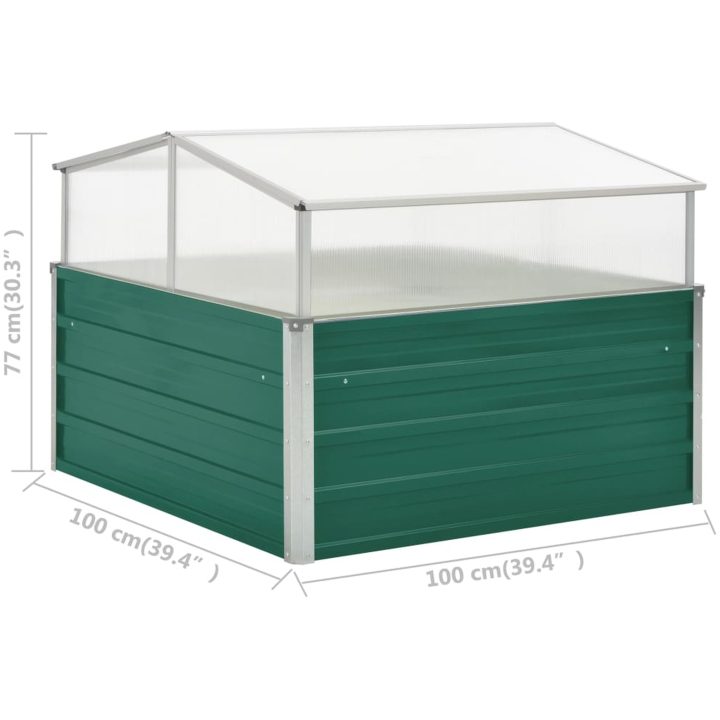 Växthus grön 100x100x77 cm galvaniserat stål vidaXL – bild 7