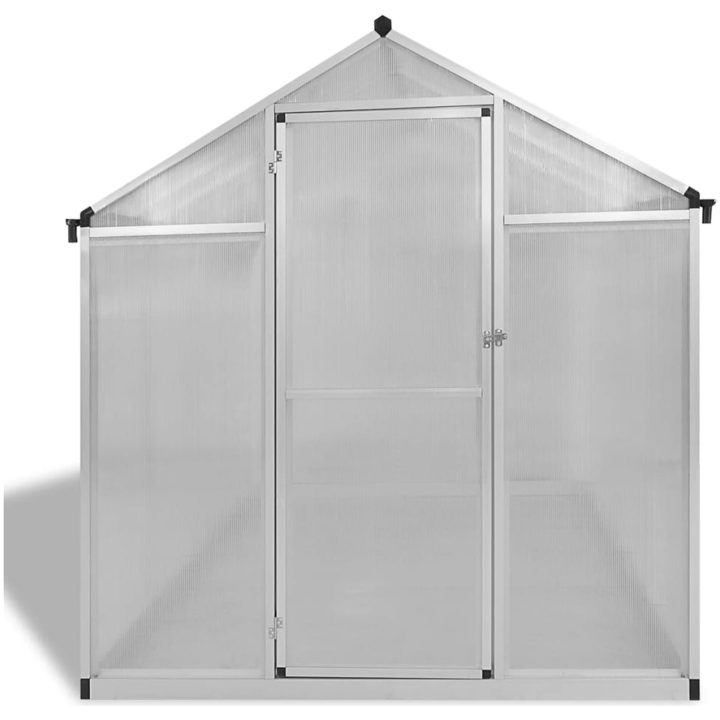 Växthus i förstärkt aluminium med basram 4,6 m² vidaXL 242 x 190 x 195 cm – bild 3