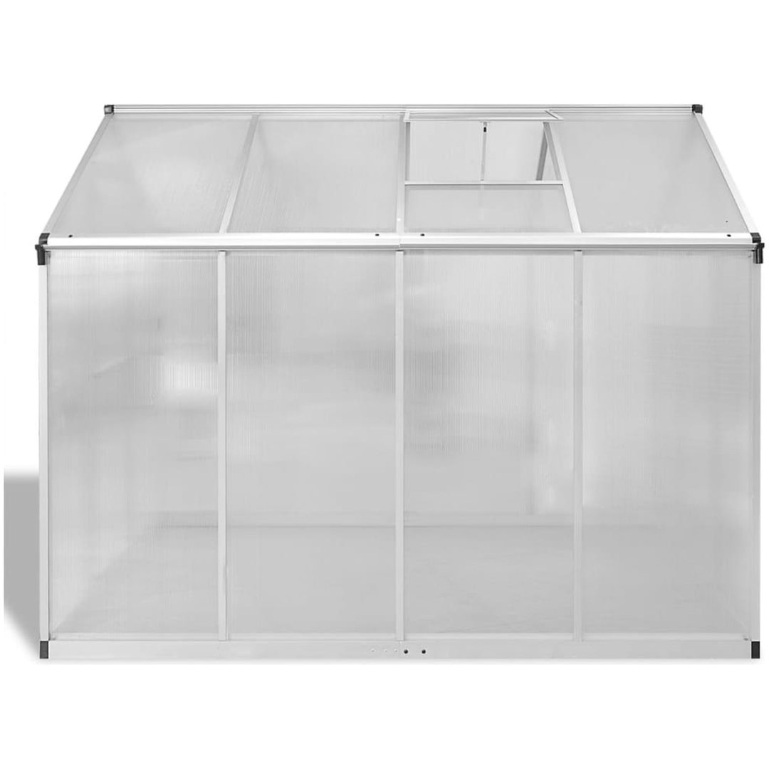 Växthus i förstärkt aluminium med basram 4,6 m² vidaXL 242 x 190 x 195 cm – bild 4
