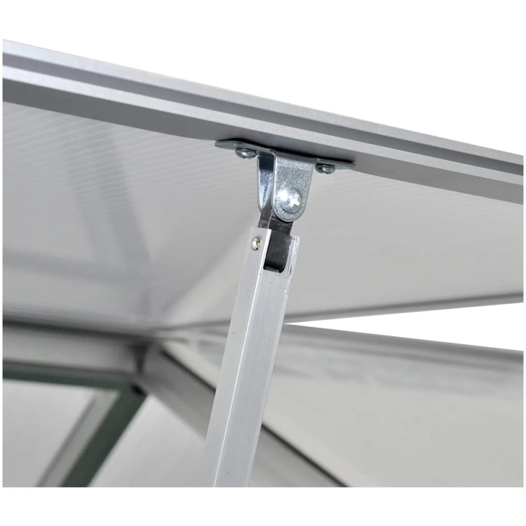 Växthus i förstärkt aluminium med basram 4,6 m² vidaXL 242 x 190 x 195 cm – bild 5