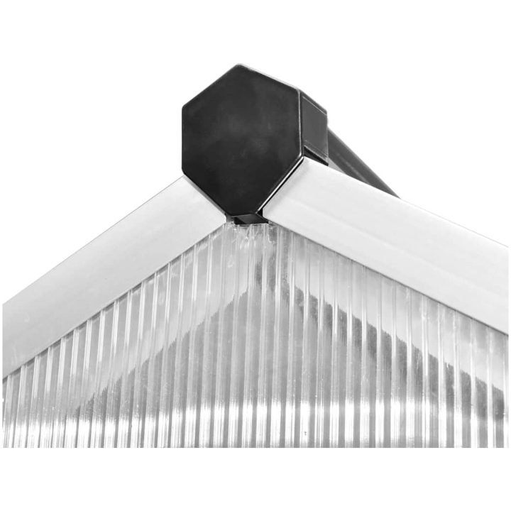 Växthus i förstärkt aluminium med basram 4,6 m² vidaXL 242 x 190 x 195 cm – bild 7