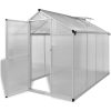Växthus i förstärkt aluminium med basram 4,6 m² vidaXL 242 x 190 x 195 cm – miniatyr 1