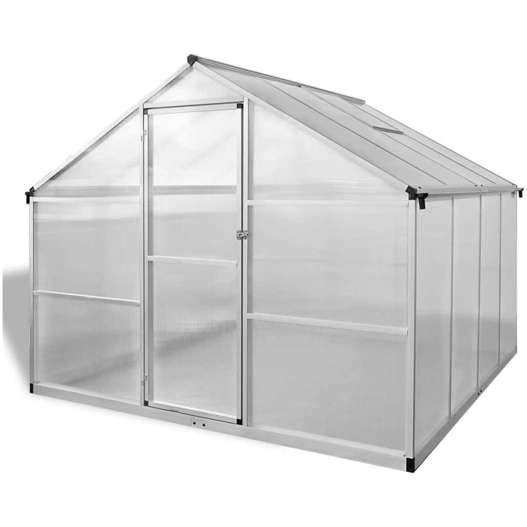 Växthus i förstärkt aluminium med basram 6,05 m² vidaXL 242 x 250 x 195 cm – bild 2