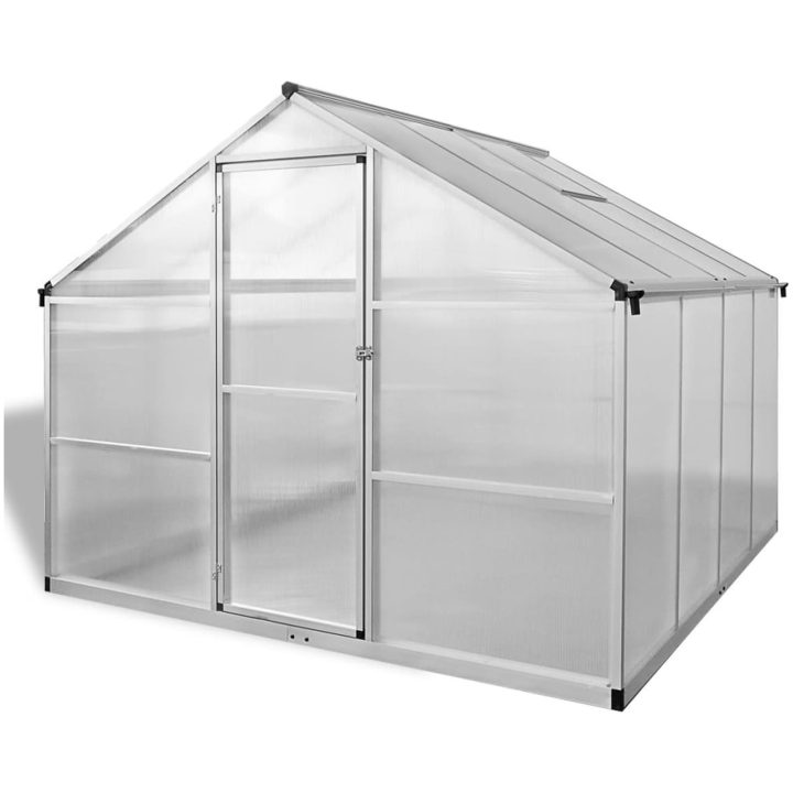 Växthus i förstärkt aluminium med basram 6,05 m² vidaXL 242 x 250 x 195 cm – bild 2
