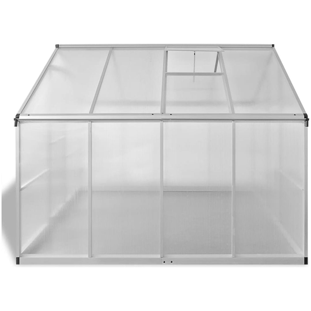 Växthus i förstärkt aluminium med basram 6,05 m² vidaXL 242 x 250 x 195 cm – bild 4