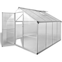 Växthus i förstärkt aluminium med basram 6,05 m² vidaXL