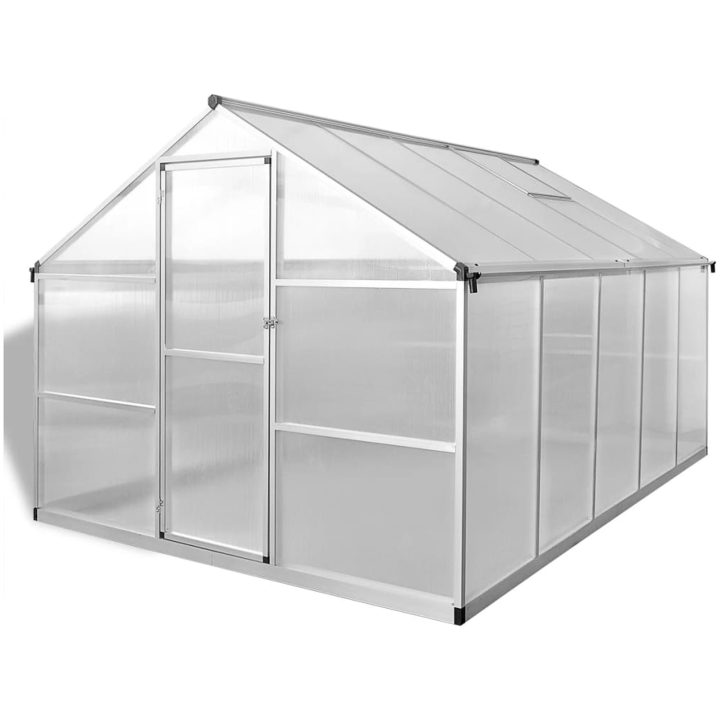 Växthus i förstärkt aluminium med basram 7,55 m² vidaXL 302 x 250 x 195 cm – bild 2