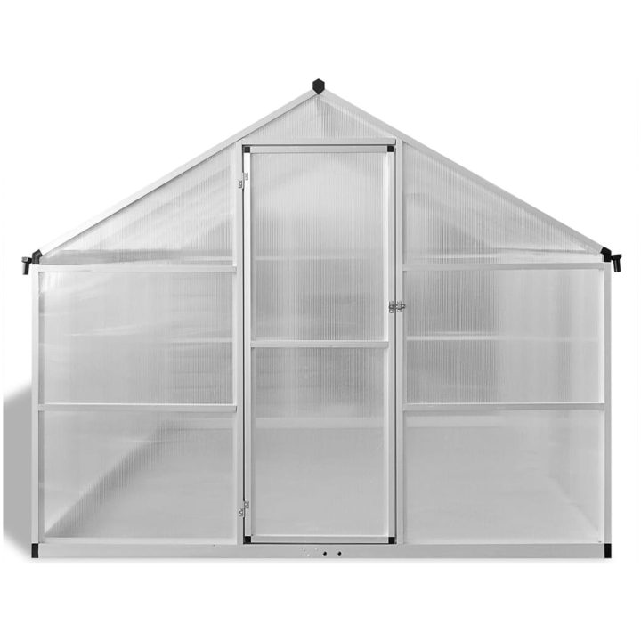 Växthus i förstärkt aluminium med basram 7,55 m² vidaXL 302 x 250 x 195 cm – bild 3