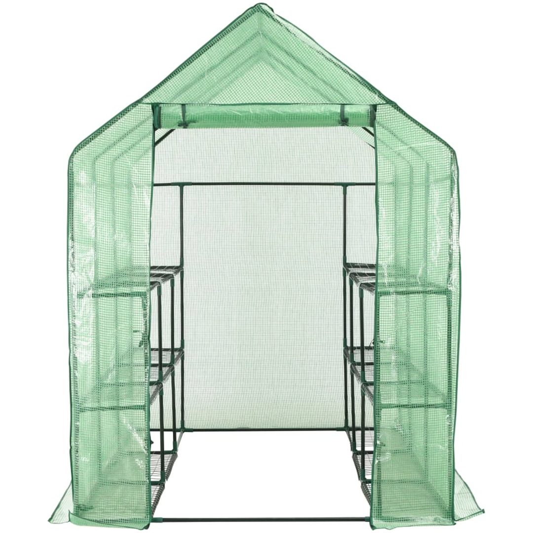 Växthus med 12 hyllor stål vidaXL 143 x 214 x 196 cm – bild 3