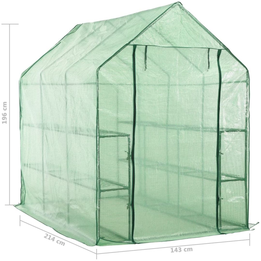 Växthus med 12 hyllor stål vidaXL 143 x 214 x 196 cm – bild 7