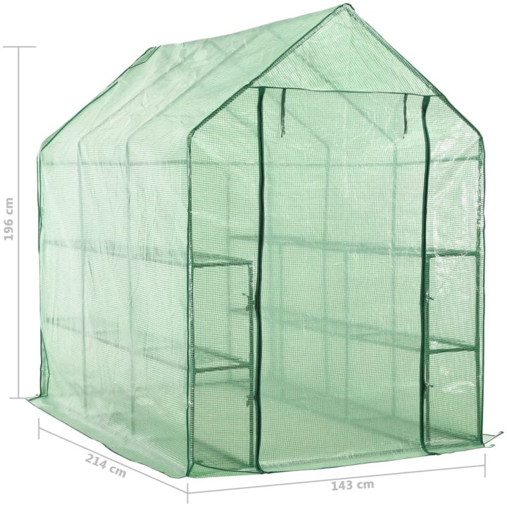 Växthus med 12 hyllor stål vidaXL 143 x 214 x 196 cm – bild 7