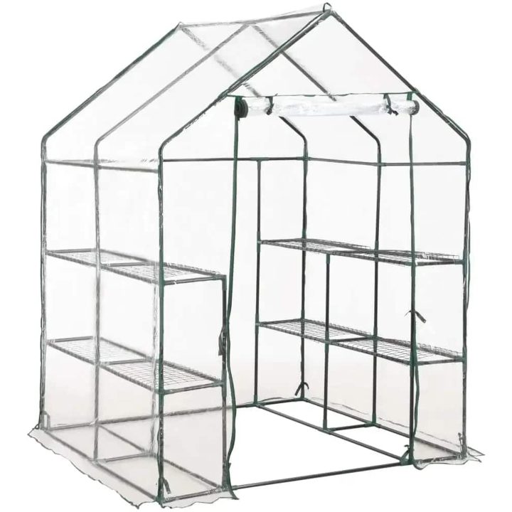 Växthus med 8 hyllor vidaXL 143 x 143 x 195 cm – bild 2