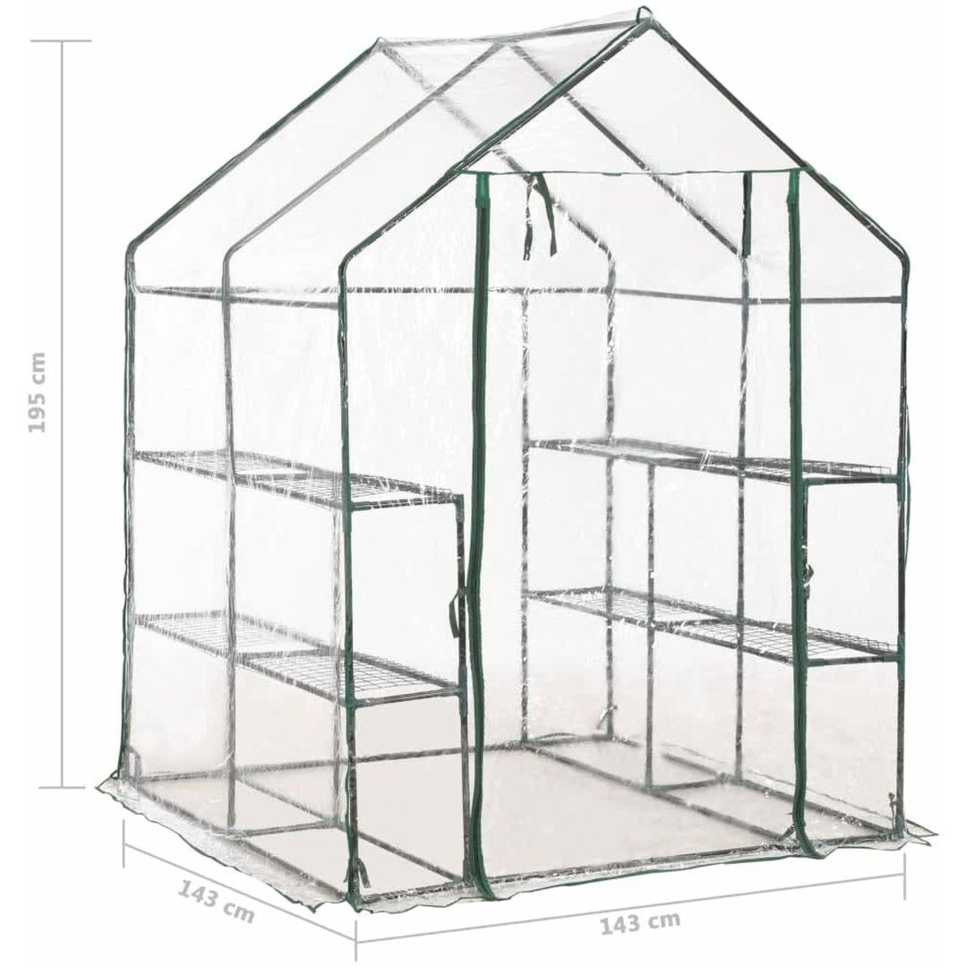 Växthus med 8 hyllor vidaXL 143 x 143 x 195 cm – bild 8
