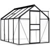 Växthus med basram antracit aluminium 4,75 m² vidaXL 190 x 250 x 202 cm – miniatyr 2