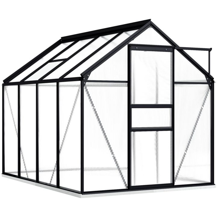 Växthus med basram antracit aluminium 4,75 m² vidaXL 190 x 250 x 202 cm – bild 2