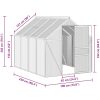 Växthus med basram antracit aluminium 4,75 m² vidaXL 190 x 250 x 202 cm – miniatyr 8