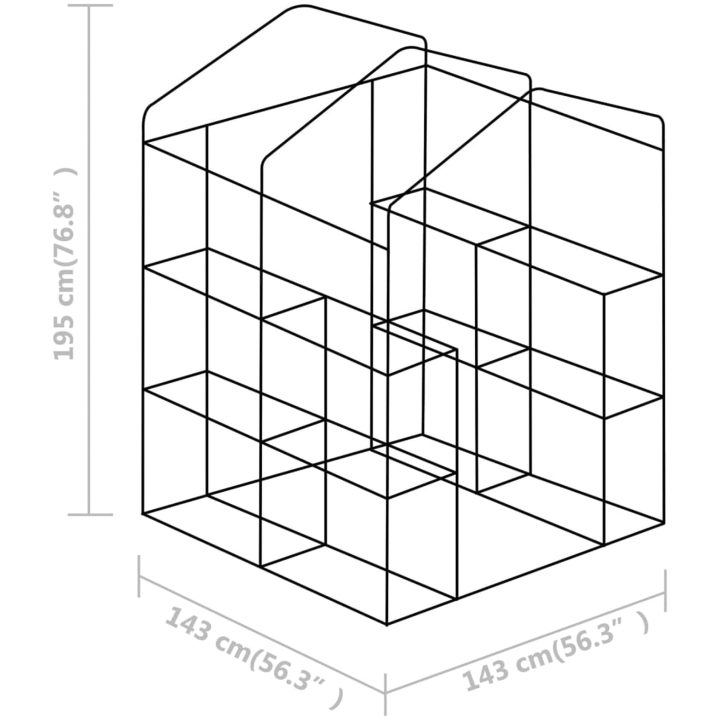 Växthus med hyllor stål 143x143x195 cm vidaXL – bild 11