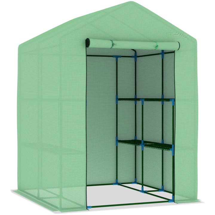 Växthus med hyllor stål 143x143x195 cm vidaXL – bild 3