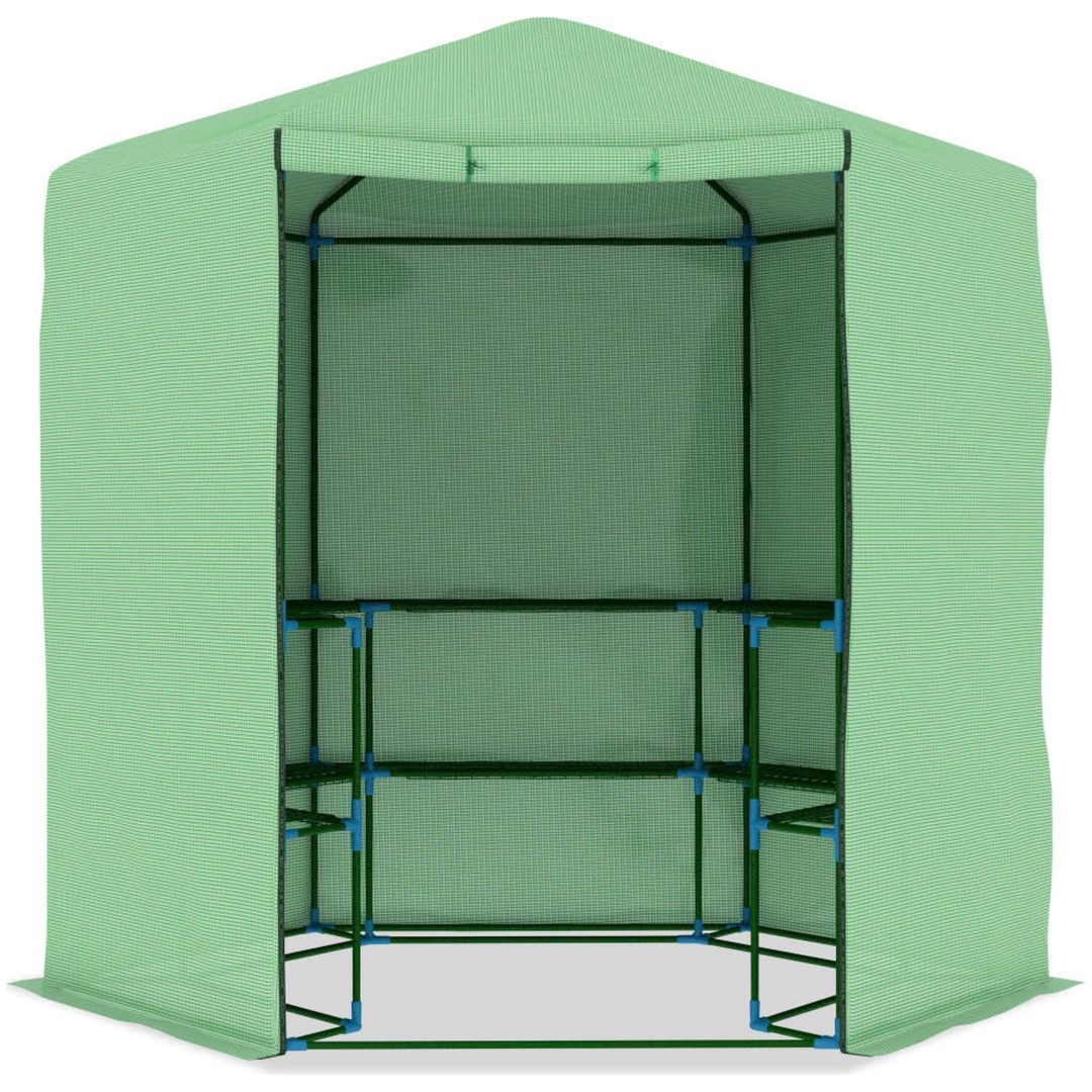 Växthus med hyllor stål 227x223 cm vidaXL – bild 4