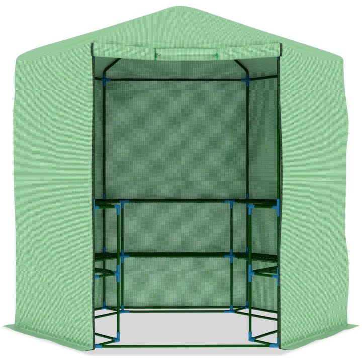 Växthus med hyllor stål 227x223 cm vidaXL – bild 4