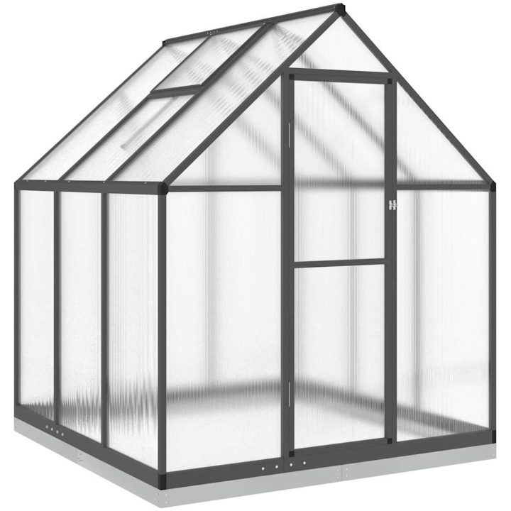 Växthus med ram antracit aluminium vidaXL 169 x 169 x 202 cm – bild 2