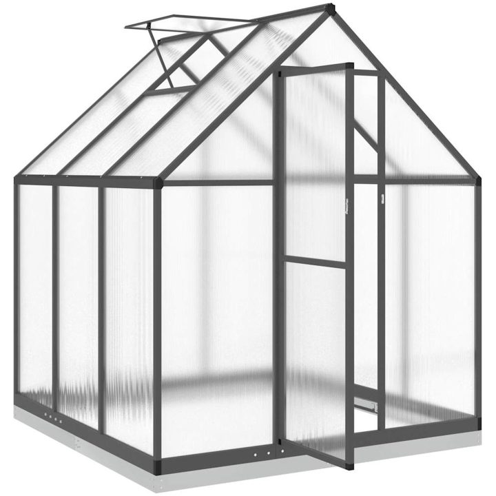 Växthus med ram antracit aluminium vidaXL 169 x 169 x 202 cm – bild 6