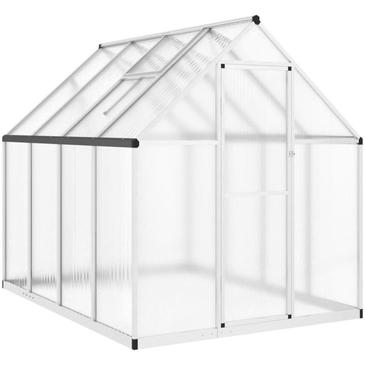 Växthus med ram silver aluminium vidaXL 224 x 169 x 195 cm – bild 2