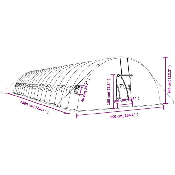 Växthus med stålram grön 108 m² vidaXL 18 x 6 x 2.85 m – bild 12