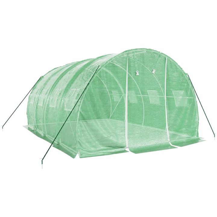 Växthus med stålram grön 12 m² vidaXL 4 x 3 x 2 m – bild 3
