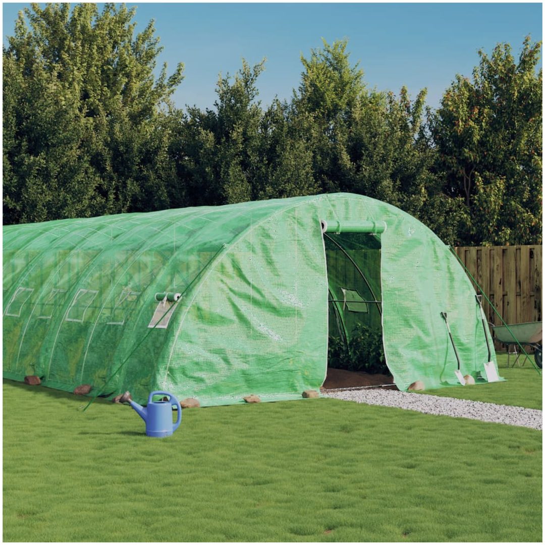 Växthus med stålram grön 120 m² vidaXL 24 x 5 x 2.3 m