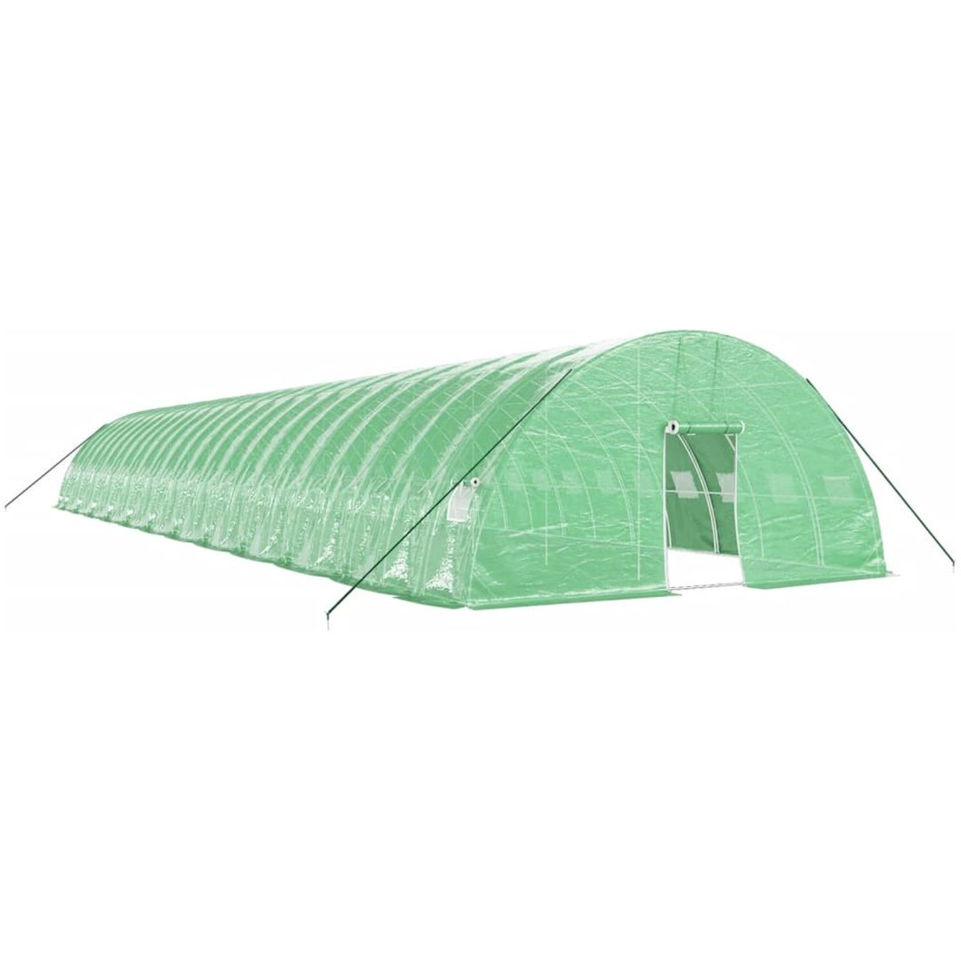Växthus med stålram grön 144 m² vidaXL 24 x 6 x 2.85 m – bild 2